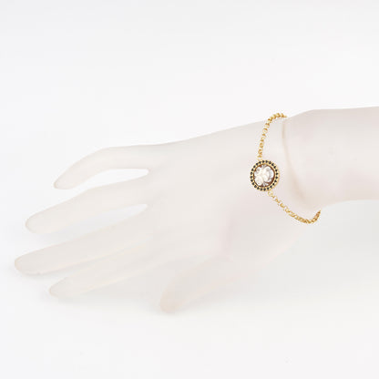 CAMEO ITALIANO - BRACCIALE SUNRISE CON CAMEO CENTRALE FIORI  E CONTORNO DI ZIRCONI NERI