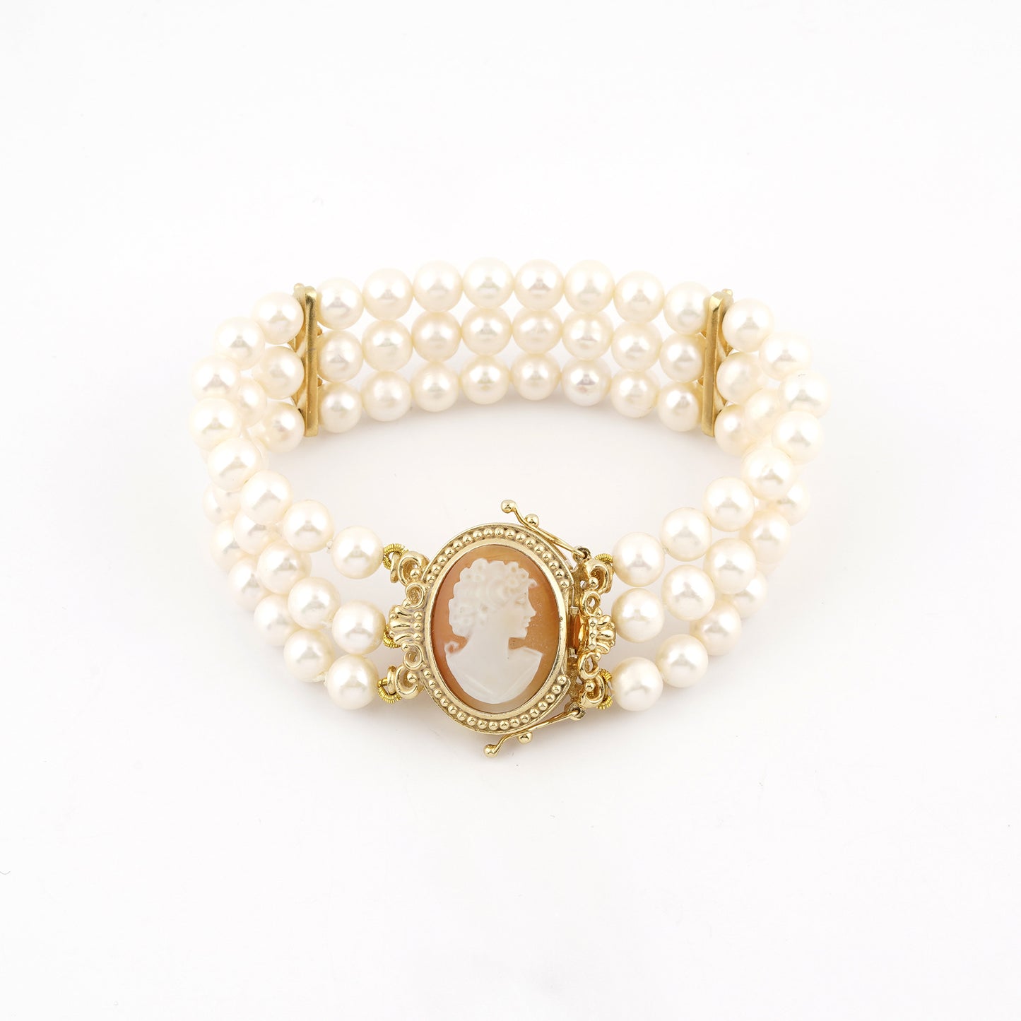 CAMEO ITALIANO - BRACCIALE CON CAMEO ITALIANO CON TESTA E PERLE