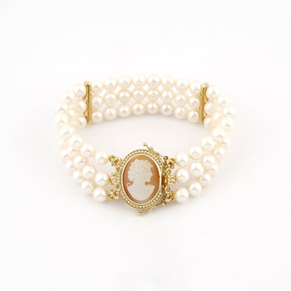 CAMEO ITALIANO - BRACCIALE CON CAMEO ITALIANO CON TESTA E PERLE