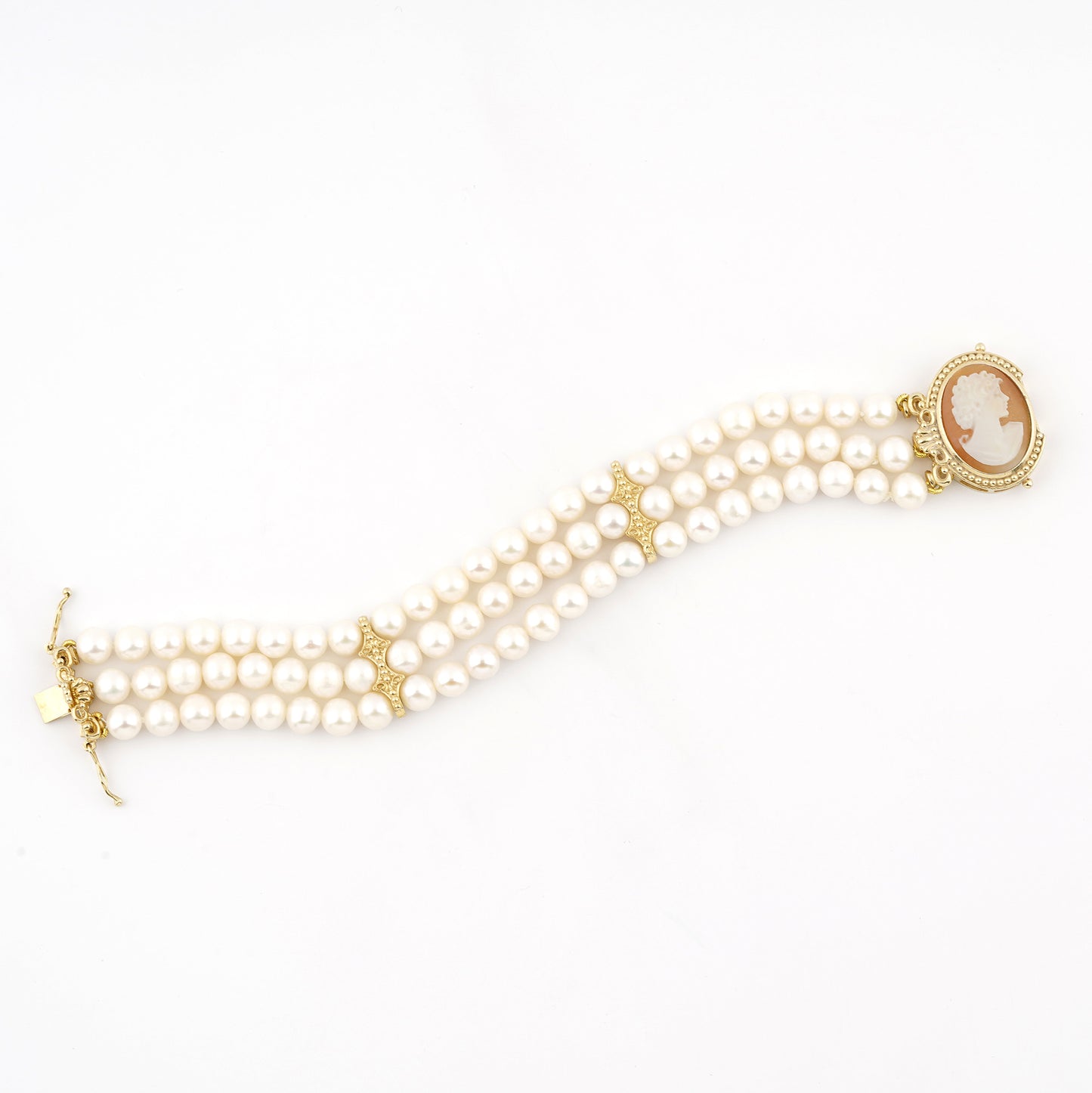 CAMEO ITALIANO - BRACCIALE CON CAMEO ITALIANO CON TESTA E PERLE