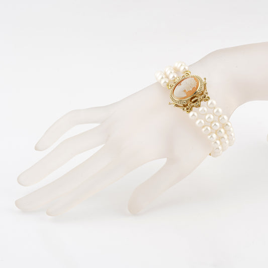 CAMEO ITALIANO - BRACCIALE CON CAMEO ITALIANO CON TESTA E PERLE