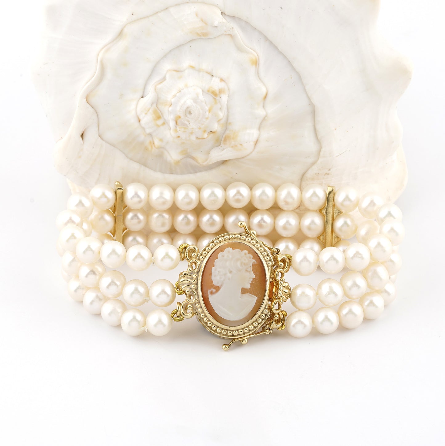 CAMEO ITALIANO - BRACCIALE CON CAMEO ITALIANO CON TESTA E PERLE