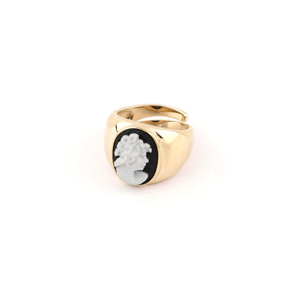 CAMEO ITALIANO - ANELLO MUSICAL VOLTO DONNA NERO