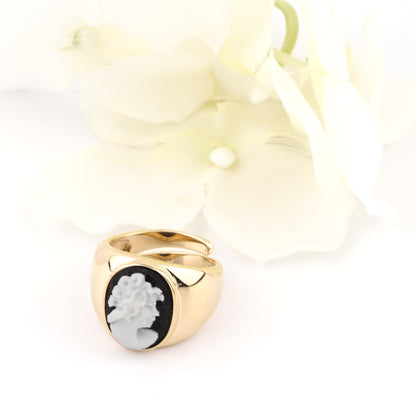 CAMEO ITALIANO - ANELLO MUSICAL VOLTO DONNA NERO