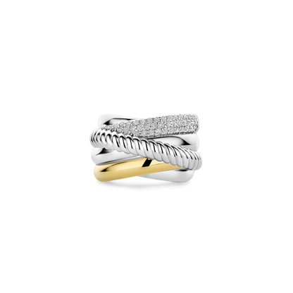 TI SENTO - ANELLO FASCIA IN ARGENTO CON ZIRCONI BIANCHI