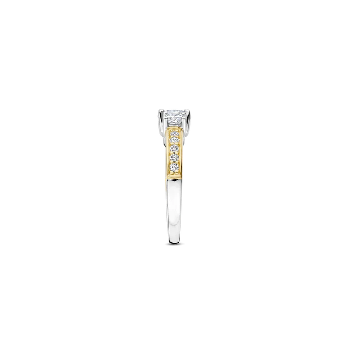 TI SENTO - ANELLO ARGENTO DORATO TRILOGY CON DIAMANTI LATERALI