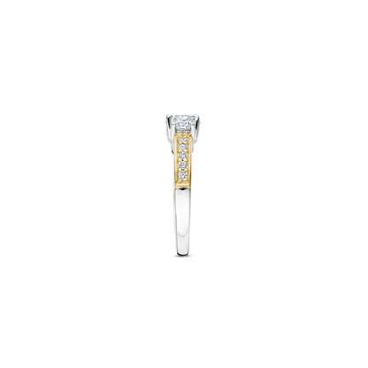 TI SENTO - ANELLO ARGENTO DORATO TRILOGY CON DIAMANTI LATERALI