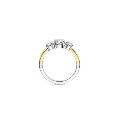 TI SENTO - ANELLO ARGENTO DORATO TRILOGY CON DIAMANTI LATERALI