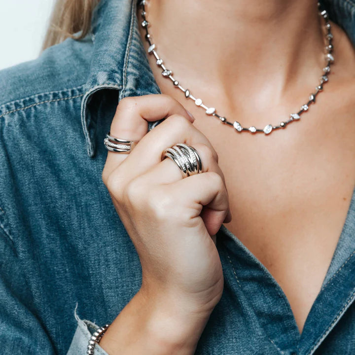 TI SENTO - ANELLO FASCIA ARGENTO E ZIRCONI