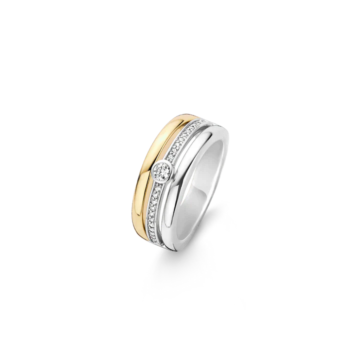 TI SENTO - ANELLO A FASCIA IN ARGENTO CON ZIRCONE CENTRALE