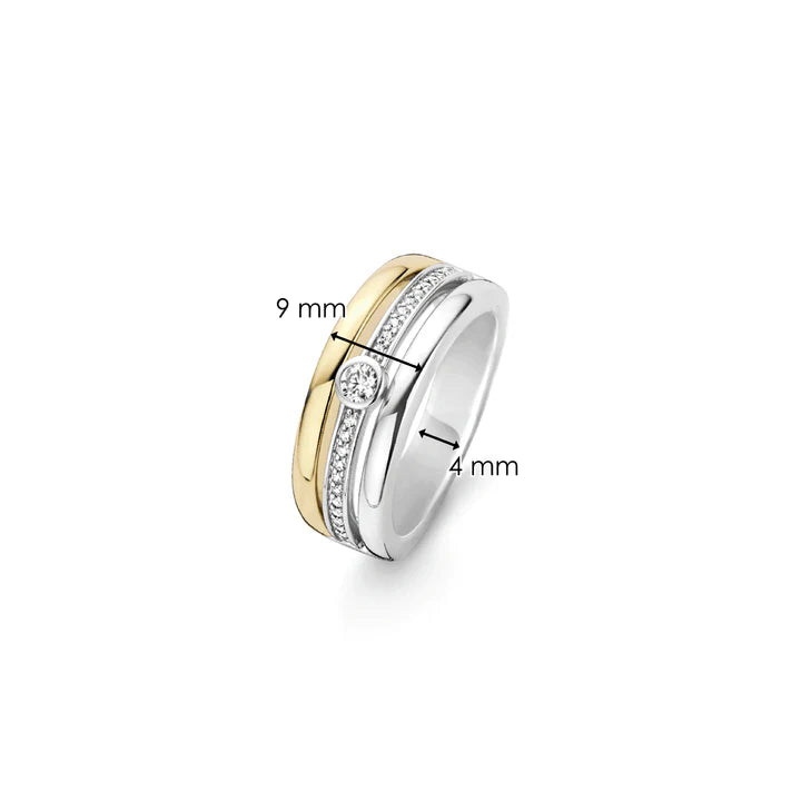 TI SENTO - ANELLO A FASCIA IN ARGENTO CON ZIRCONE CENTRALE