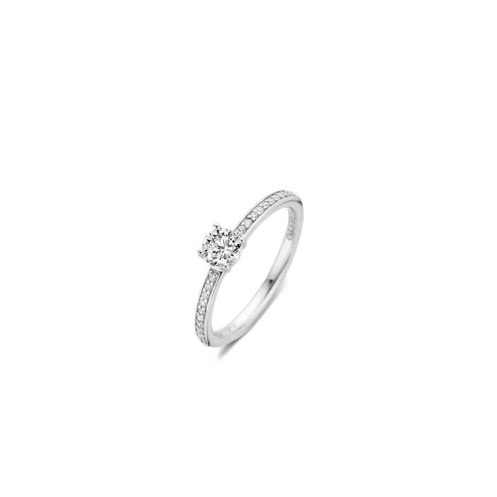 TI SENTO - ANELLO IN ARGENTO CON ZIRCONE CENTRALE E LATERALE