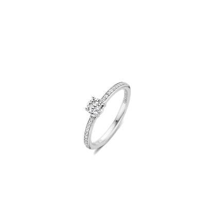 TI SENTO - ANELLO IN ARGENTO CON ZIRCONE CENTRALE E LATERALE