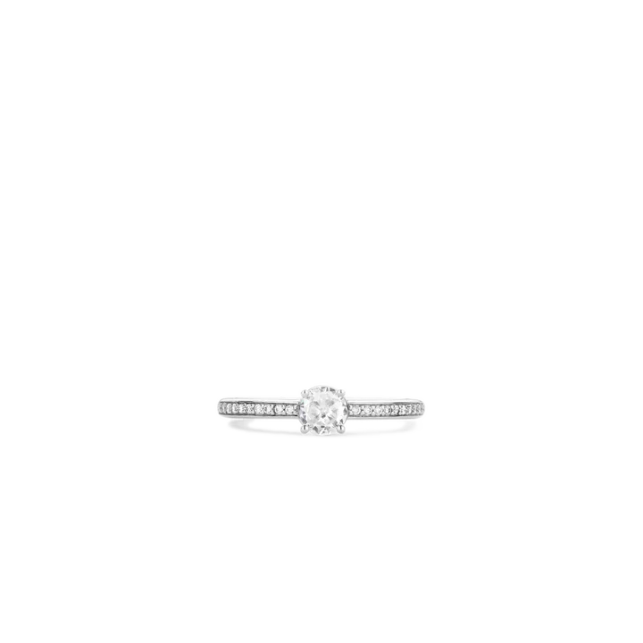 TI SENTO - ANELLO IN ARGENTO CON ZIRCONE CENTRALE E LATERALE