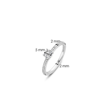 TI SENTO - ANELLO IN ARGENTO CON ZIRCONE CENTRALE E LATERALE