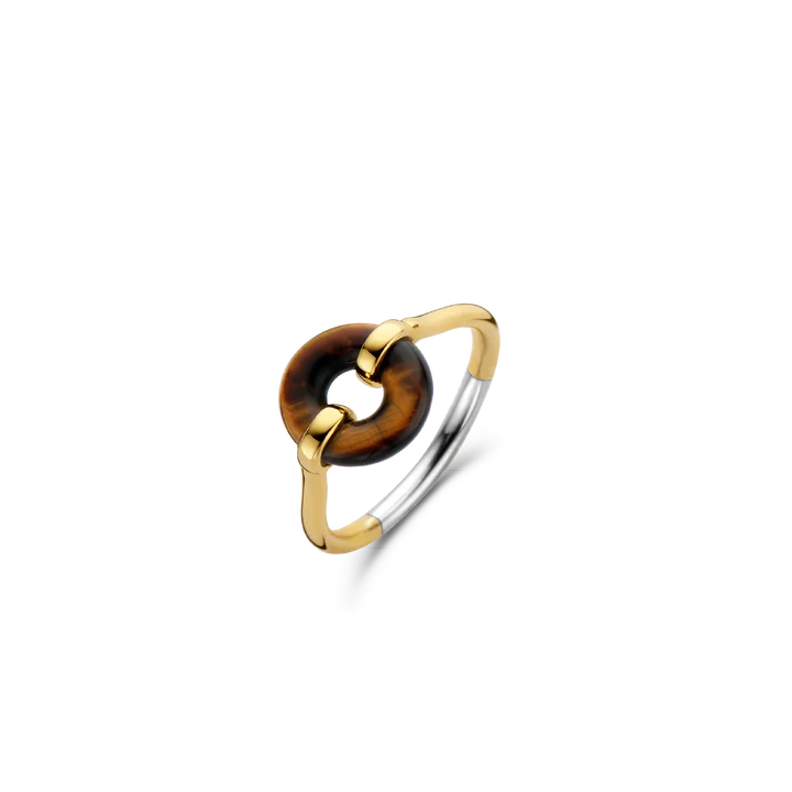 TI SENTO - ANELLO IN ARGENTO DORATO CON OCCHIO DI TIGRE