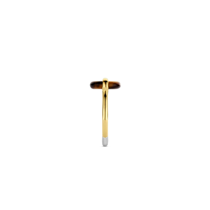 TI SENTO - ANELLO IN ARGENTO DORATO CON OCCHIO DI TIGRE