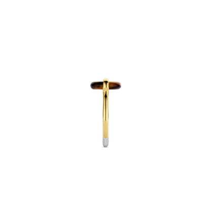 TI SENTO - ANELLO IN ARGENTO DORATO CON OCCHIO DI TIGRE