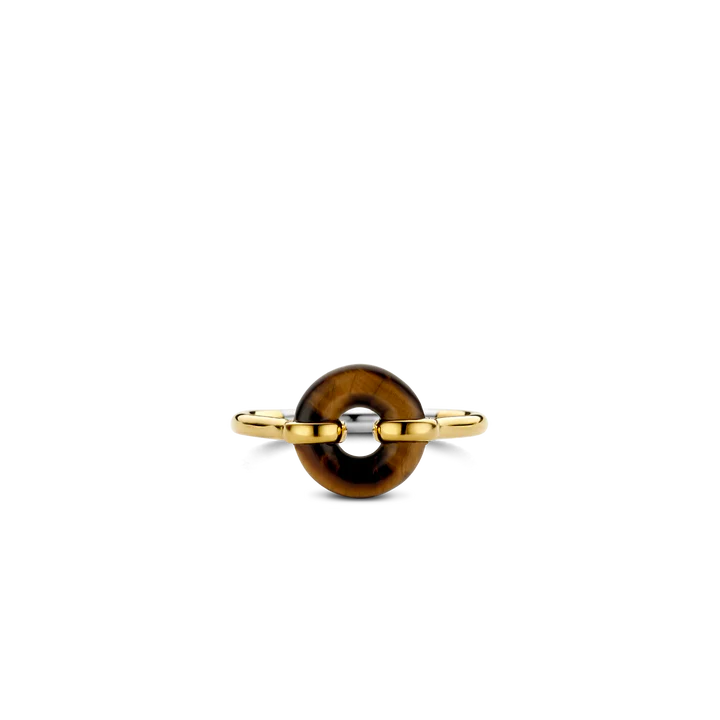 TI SENTO - ANELLO IN ARGENTO DORATO CON OCCHIO DI TIGRE