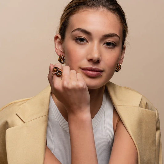 TI SENTO - ANELLO IN ARGENTO DORATO CON OCCHIO DI TIGRE