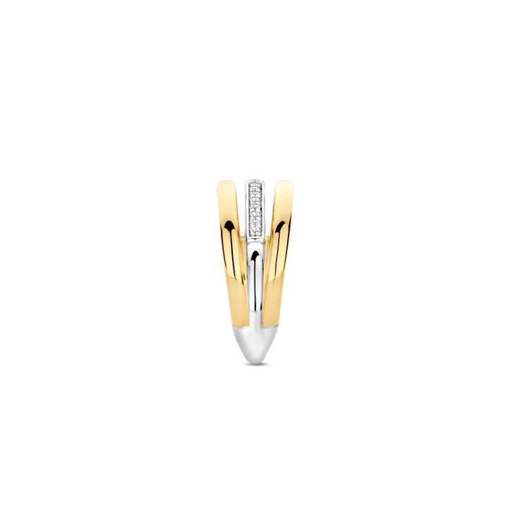 TI SENTO - ANELLO ARGENTO DORATO CON ZIRCONI BIANCHI