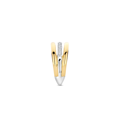 TI SENTO - ANELLO ARGENTO DORATO CON ZIRCONI BIANCHI