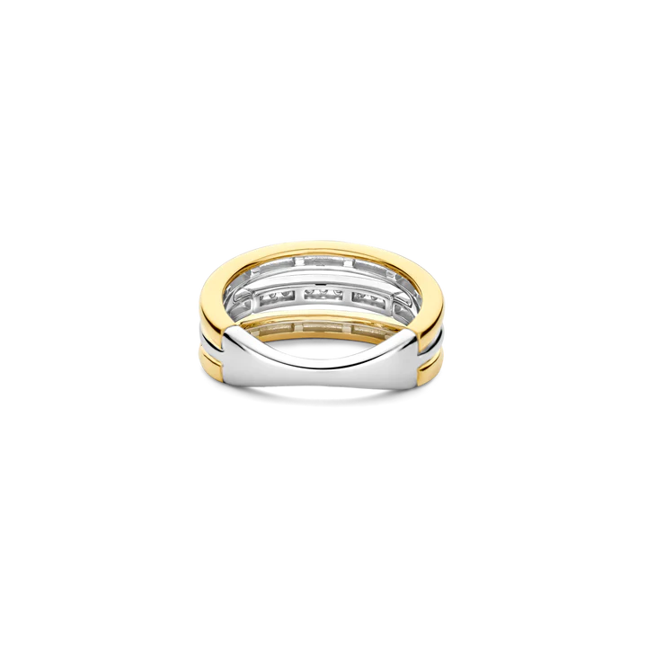TI SENTO - ANELLO ARGENTO DORATO CON ZIRCONI BIANCHI