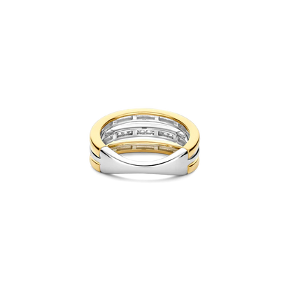 TI SENTO - ANELLO ARGENTO DORATO CON ZIRCONI BIANCHI