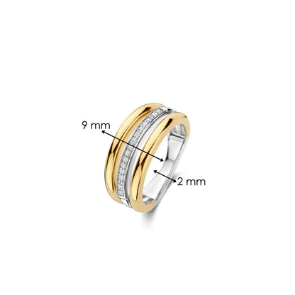 TI SENTO - ANELLO ARGENTO DORATO CON ZIRCONI BIANCHI