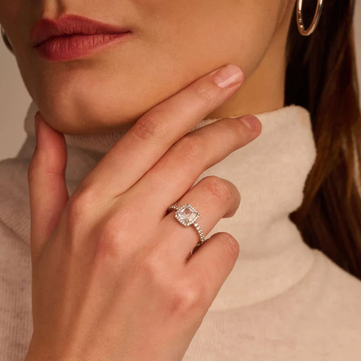TI SENTO - ANELLO ARGENTO RODIO CON ZIRCONE BIANCO