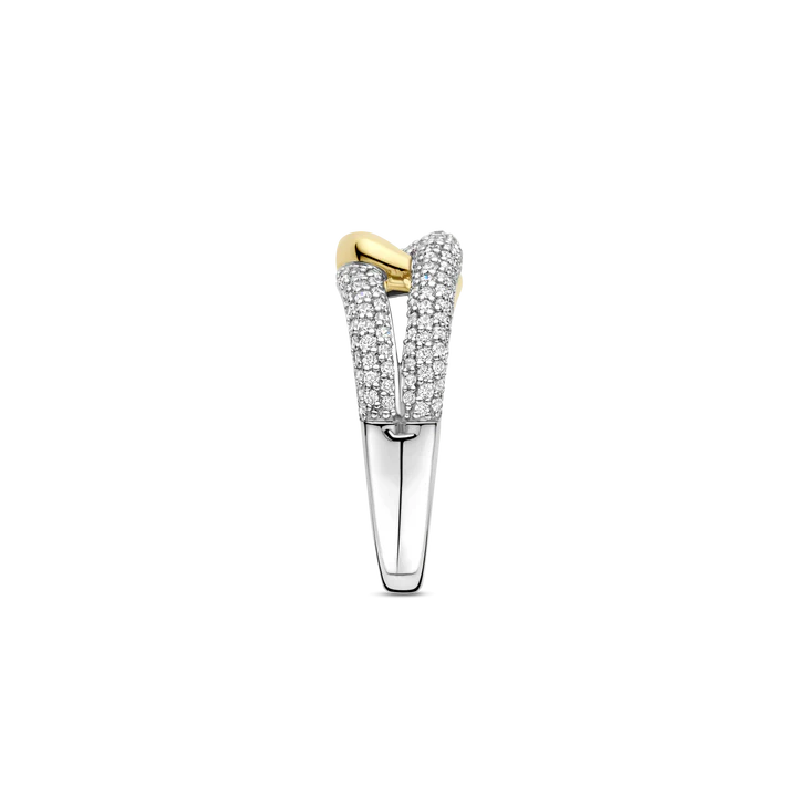 TI SENTO - ANELLO INTRECCIO ARGENTO DORATO E ZIRCONI BIANCHI