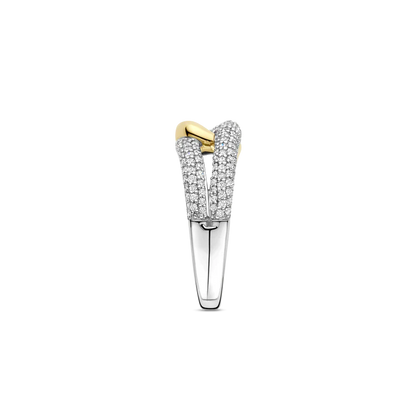 TI SENTO - ANELLO INTRECCIO ARGENTO DORATO E ZIRCONI BIANCHI