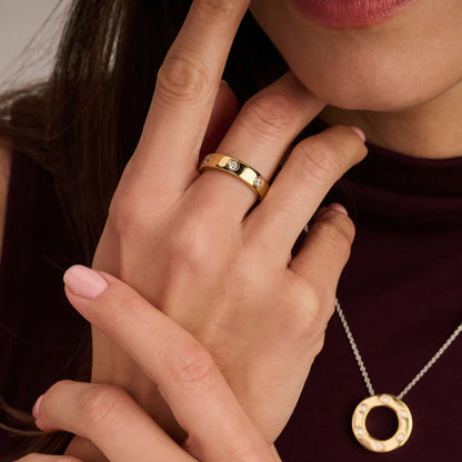 TI SENTO - ANELLO ARGENTO DORATO CON ZIRCONI BIANCHI