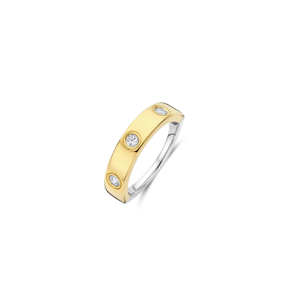 TI SENTO - ANELLO ARGENTO DORATO CON ZIRCONI BIANCHI