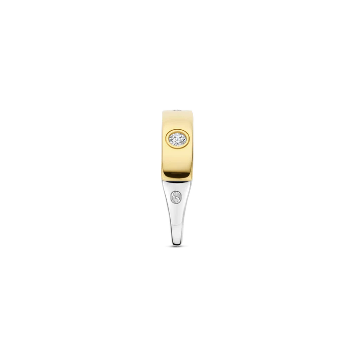 TI SENTO - ANELLO ARGENTO DORATO CON ZIRCONI BIANCHI