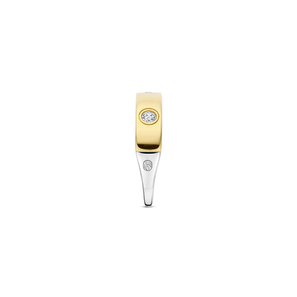 TI SENTO - ANELLO ARGENTO DORATO CON ZIRCONI BIANCHI