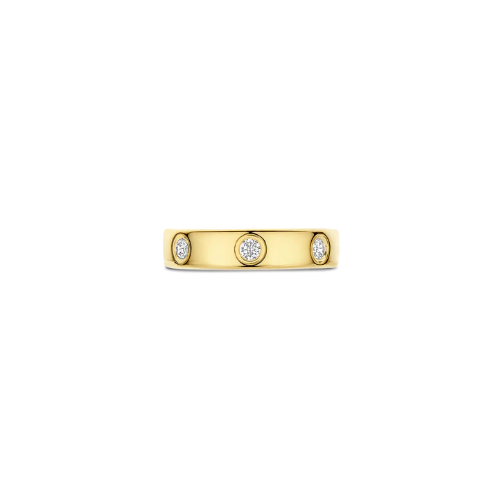 TI SENTO - ANELLO ARGENTO DORATO CON ZIRCONI BIANCHI