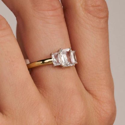 TI SENTO - ANELLO IN ARGENTO CON TRE ZIRCONI TAGLIO RETTANGOLARE