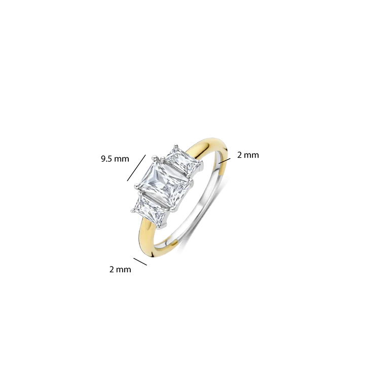 TI SENTO - ANELLO IN ARGENTO CON TRE ZIRCONI TAGLIO RETTANGOLARE