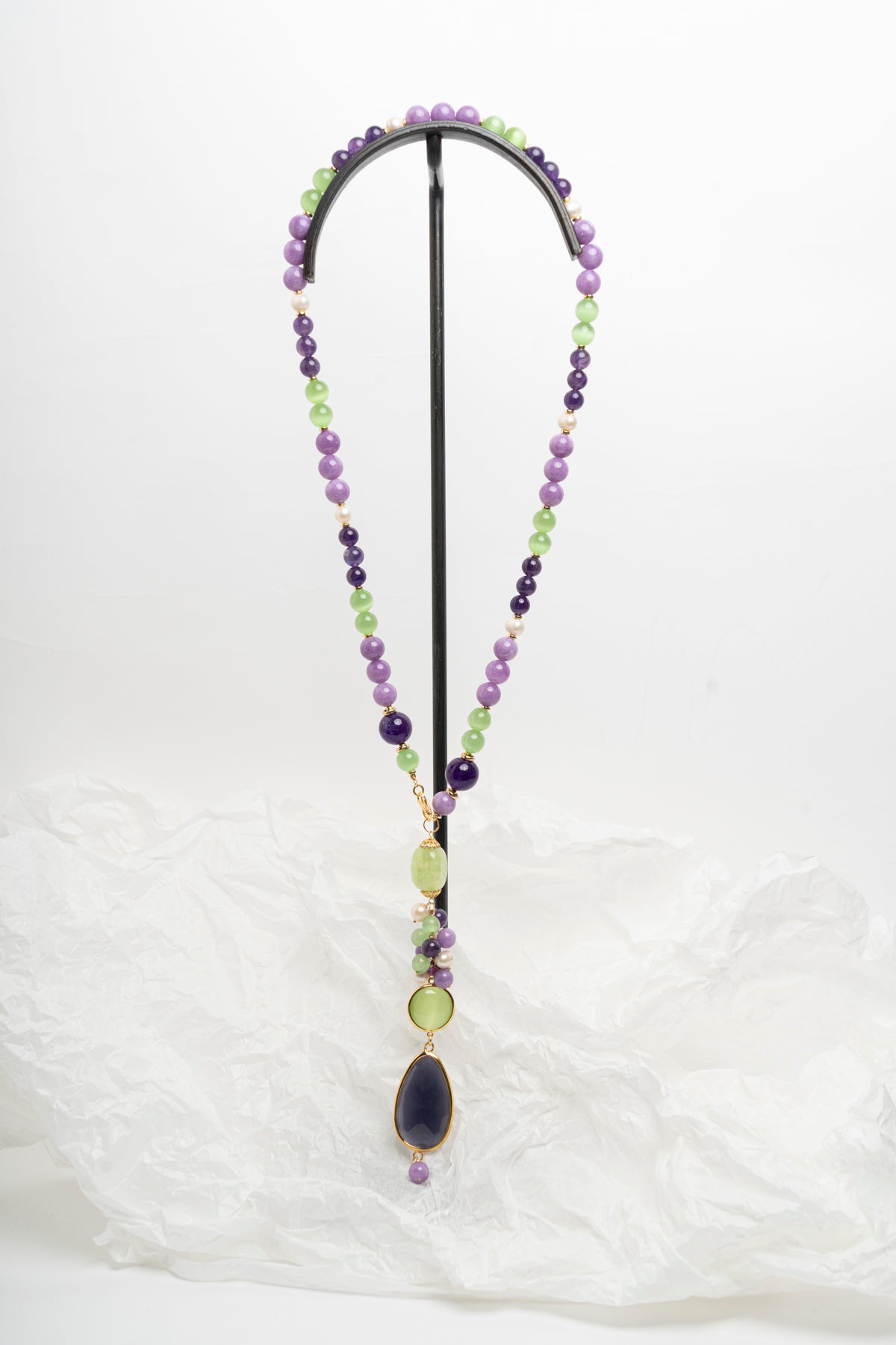 SICYLUI - COLLANA CON GIADA VIOLA E AGATA VERDE