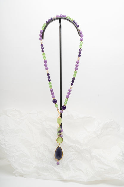 SICYLUI - COLLANA CON GIADA VIOLA E AGATA VERDE