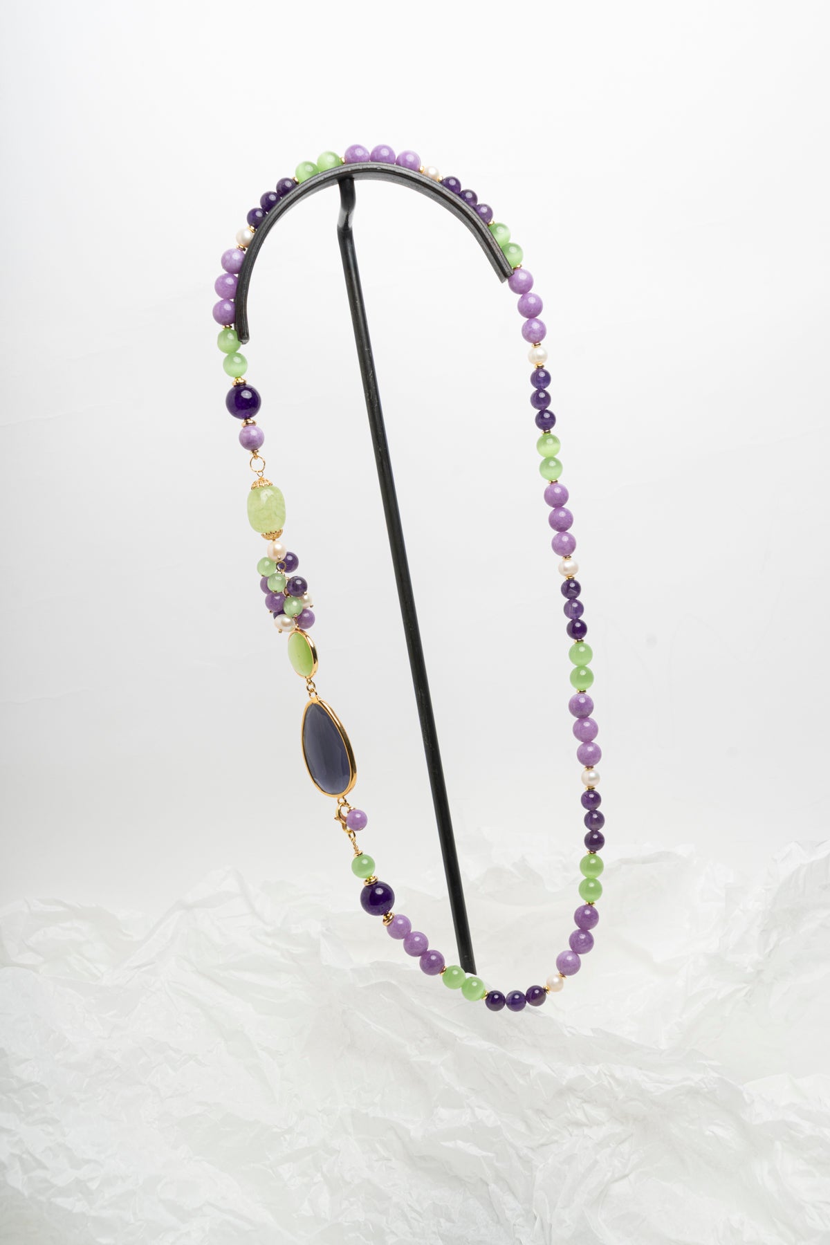 SICYLUI - COLLANA CON GIADA VIOLA E AGATA VERDE