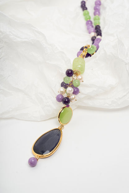 SICYLUI - COLLANA CON GIADA VIOLA E AGATA VERDE