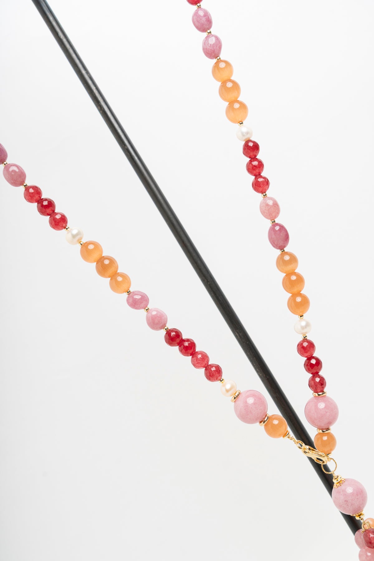 SICYLUI - COLLANA CON GIADA ARANCIONE E AGATA ROSA