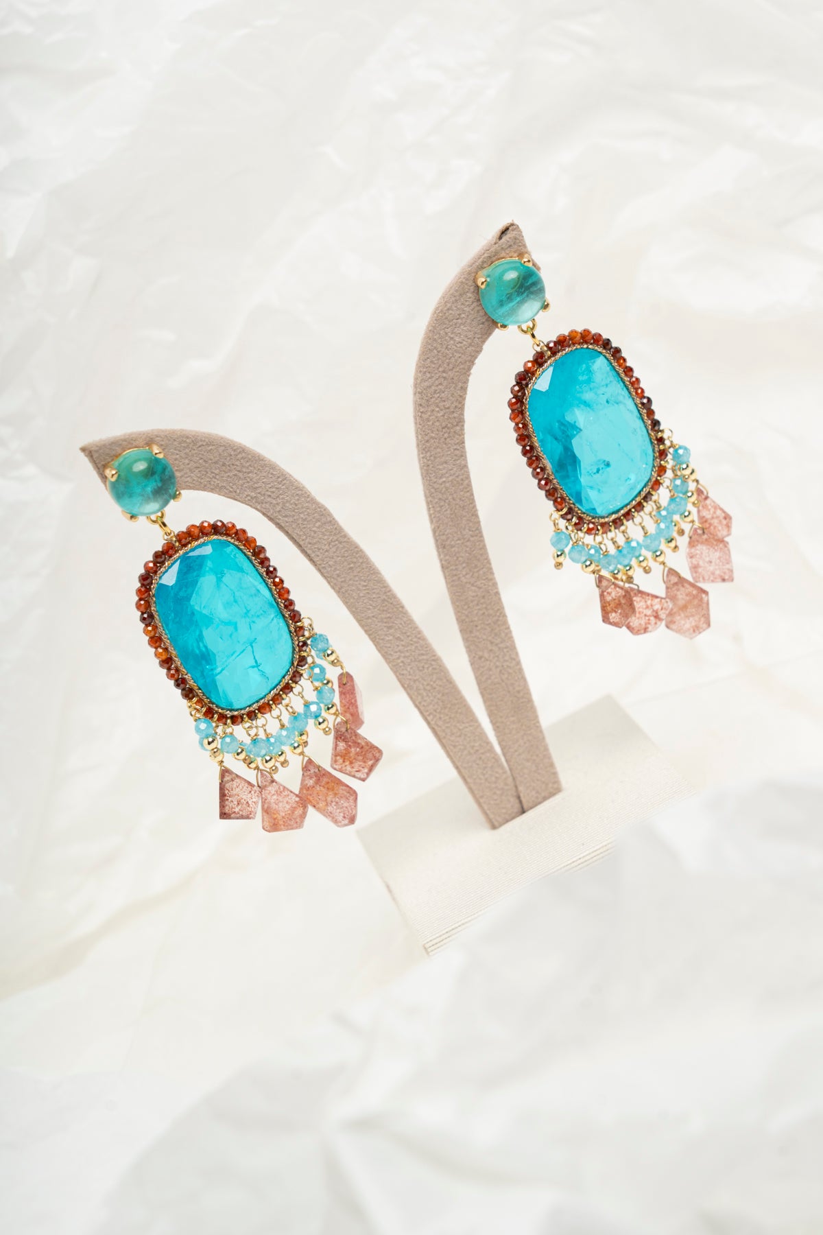 SICYLUI - ORECCHINI CON ZIRCONE TURCHESE CENTRALE E ZIRCONI MORO