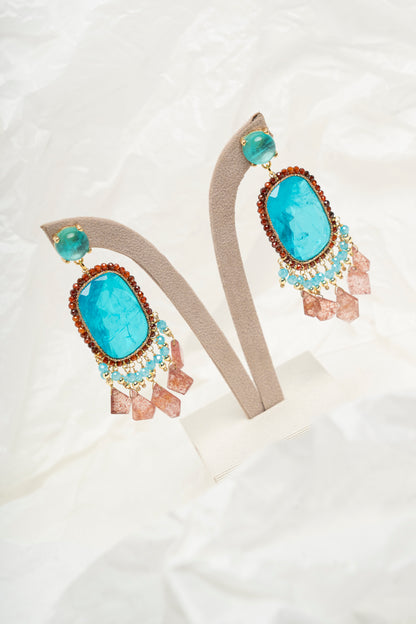 SICYLUI - ORECCHINI CON ZIRCONE TURCHESE CENTRALE E ZIRCONI MORO