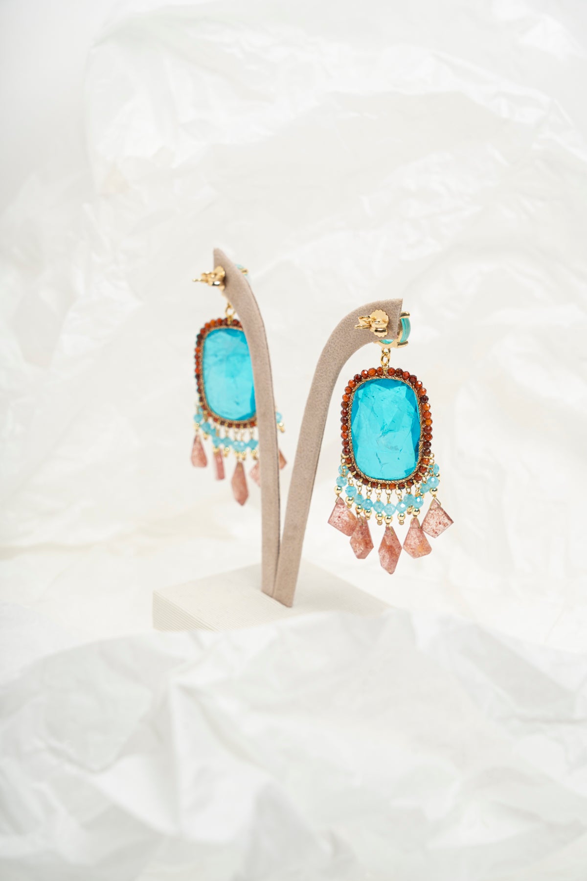 SICYLUI - ORECCHINI CON ZIRCONE TURCHESE CENTRALE E ZIRCONI MORO