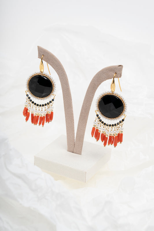 SICYLUI - ORECCHINI PENDENTI ONICE E CORALLO