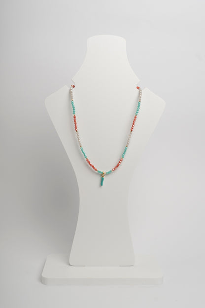 SICYLUI - COLLANA GIROCOLLO CON ZIRCONI VERDI E ROSA E CORNO TIFFANY