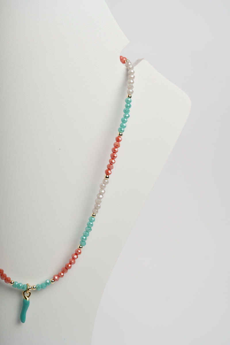 SICYLUI - COLLANA GIROCOLLO CON ZIRCONI VERDI E ROSA E CORNO TIFFANY